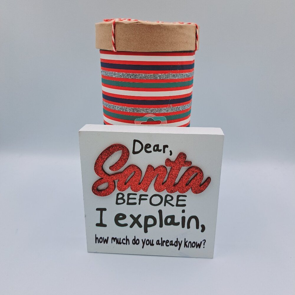 Holiday Glitter Giftbox & Christmas Sparkly Dear Santa Sign